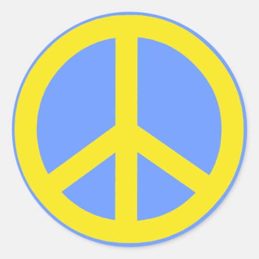Yellow Peace Sign Classic Round Sticker | Zazzle