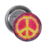 Yellow Peace Sign Tie Dye Flair Button