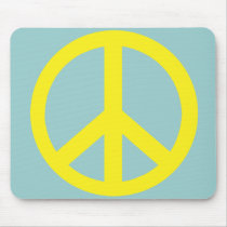 Yellow Peace Symbol Products mousepads