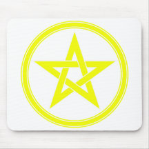 Yellow Pentacle Pentagram Mouse Pad
