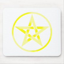 Yellow Pentagram Pentacle Mouse Pad