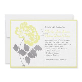 Yellow Peony on Linen Wedding Invitation invitation