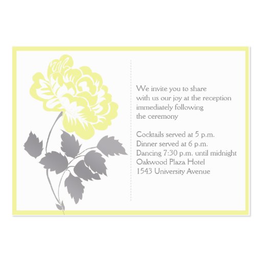 Yellow Peony on White Enclosure Card Business Card (back side)