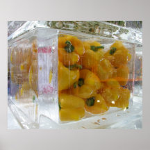 Yellow peppers in ice print