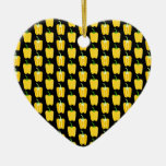 Yellow Peppers Pattern. On Black. Christmas Ornaments