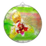 Yellow Phaelenopsis Dartboard With Darts