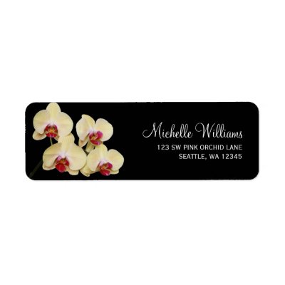 Yellow Pink and Black Orchid Return Address Labels