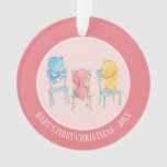 Yellow, Pink, and Blue Bears on Chairs Ornament