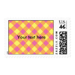 Yellow pink argyle on orange postage