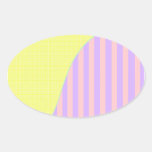Yellow & pink multi tone striped oval sticker