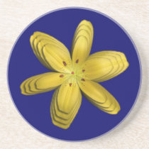 Yellow Pixie Lily Abstract Coaster