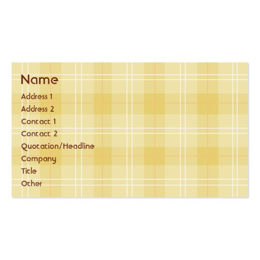 Yellow Plaid - Business Business Cards (front side)