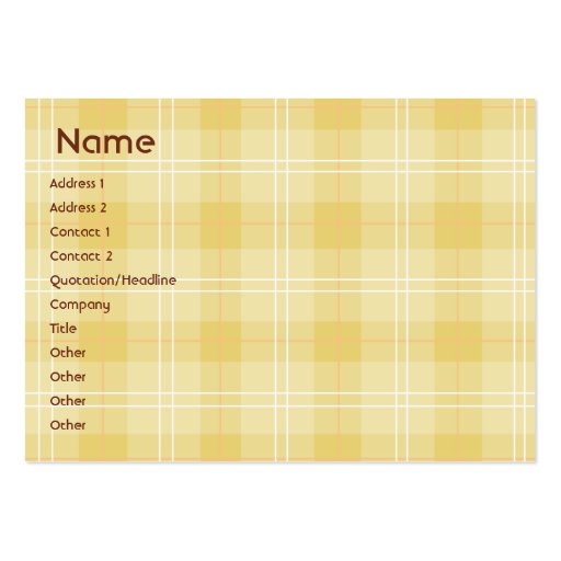 Yellow Plaid - Chubby Business Cards