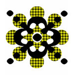 Yellow Plaid Flower With Black Flower