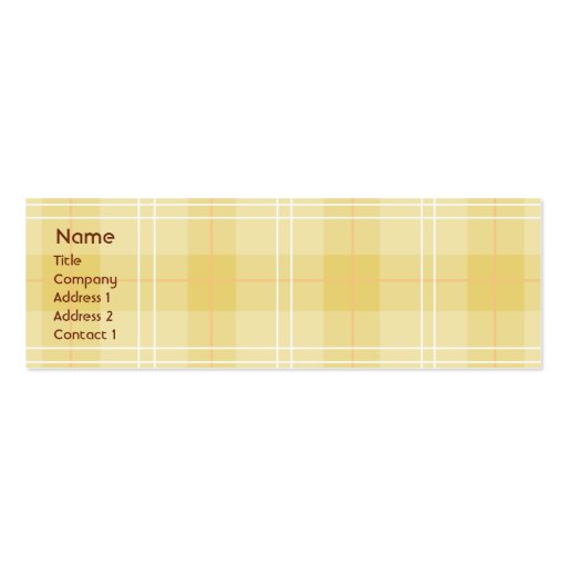 Yellow Plaid - Skinny Business Card (front side)