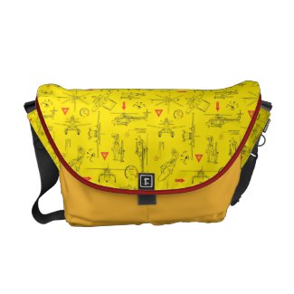 Yellow Planes Pattern Messenger Bags