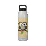 Yellow Polka Dot Owl Water Bottle BPA Free