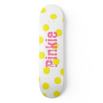 Yellow Polka Dot Pinkie skateboards