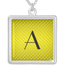 Yellow polka dots monogram necklace