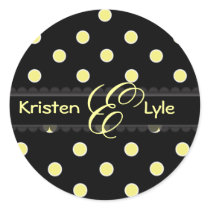 Yellow polka dots monogram stickers by Classic_Events Yellow polka dots monogram stickers