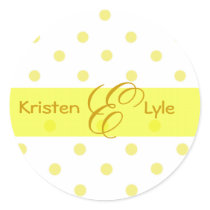 Yellow polka dots monogram stickers