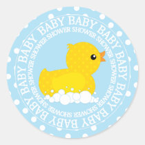 Yellow Polkadot Duck Baby Shower stickers