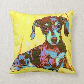 yellow pop art dachshund pillows