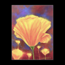 Yellow Poppies Painting Art - Multi postcards