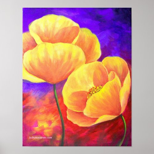 Yellow Poppy Flower Painting Art - Poster print