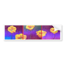 Yellow Poppy Flower Painting - Multi bumper stickers