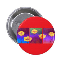 Yellow Poppy Flower Painting - Multi buttons