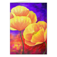Yellow Poppy Flower Painting - Multi card