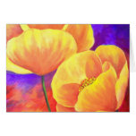 Yellow Poppy Flower Painting - Multi Card