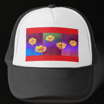 Yellow Poppy Flower Painting - Multi hats