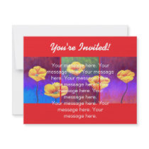Yellow Poppy Flower Painting - Multi Custom Announcements