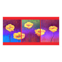 Yellow Poppy Flower Painting - Multi photo cards