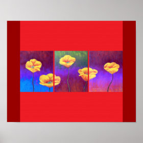 Yellow Poppy Flower Painting - Multi Posters