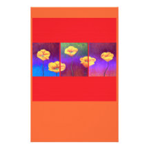 Yellow Poppy Flower Painting - Multi Custom Stationery