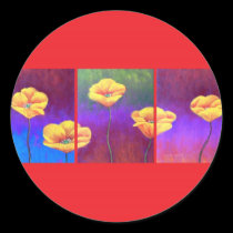 Yellow Poppy Flower Painting - Multi stickers
