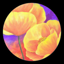 Yellow Poppy Flower Painting - Multi stickers