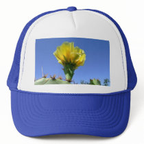 Yellow prickly pear cactus flower trucker hat