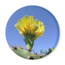 Yellow prickly pear cactus flower fridge magnet