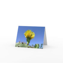 Yellow prickly pear cactus flower notecard