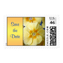 Yellow Primula Save the date postage stamps