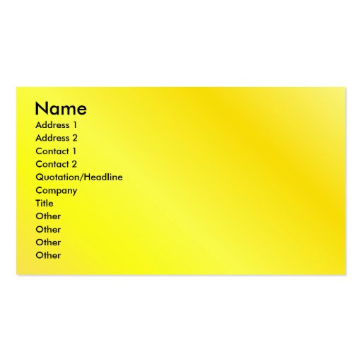 Yellow Profile Card Business Cards (front side)