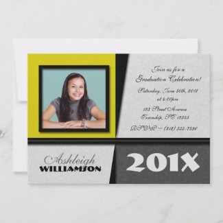 Yellow & Proper Photo Graduation Invitations invitation