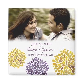 Yellow & Purple Bloom Save the Date Wedding Magnet magnet