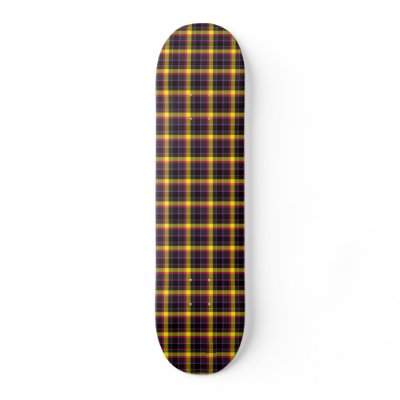 Yellow Purple Pink Black Plaid Custom Skate Board by noxdesign