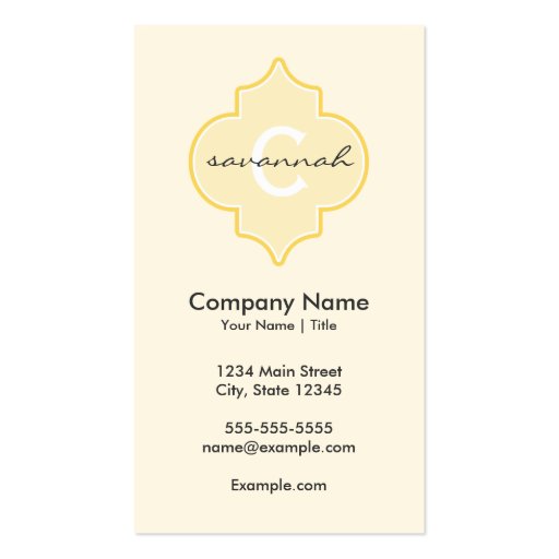 Yellow Quatrefoil Business Cards (front side)