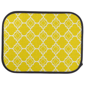 Yellow Quatrefoil Geometric Pattern Floor Mat